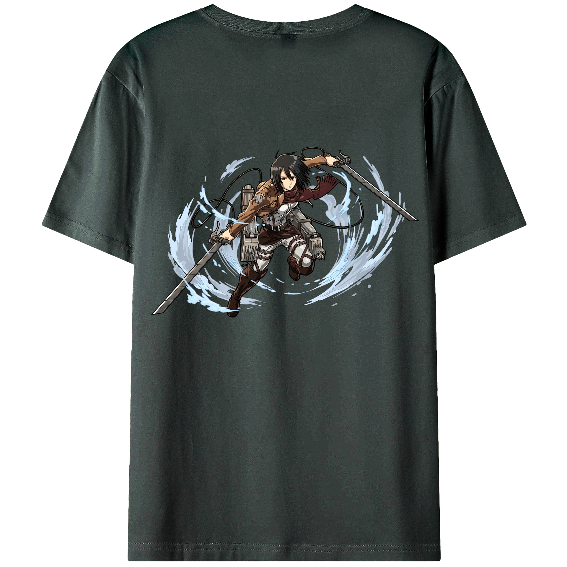 （画像用） 進撃の巨人 ミカサ·アッカーマン Attack on Titan Mikasa Ackerman 綿100％ メンズ半袖Tシャツ（バックプリント） 通気性